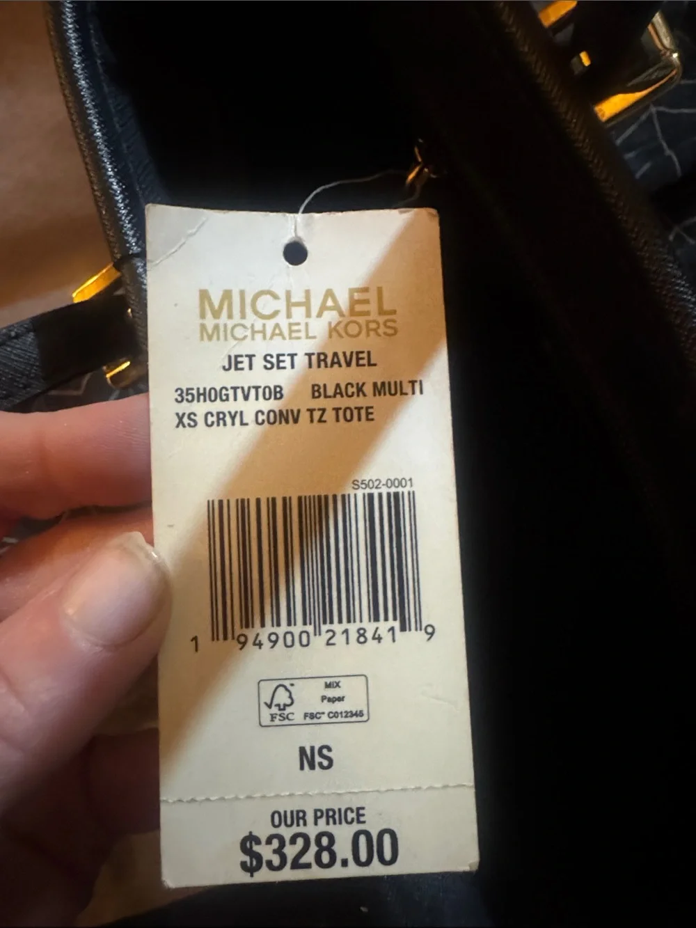Michael Kors Black Logo Satchel with Gold MK Charm